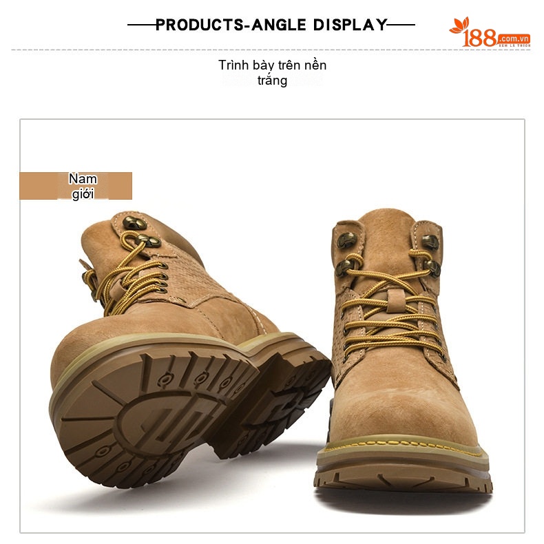 Giày Boot Nam Da Mờ Cổ Cao Có Dây Kiểu Martin Chiều Cao Đế Khoảng 4cm Màu Nâu chi tiết 33