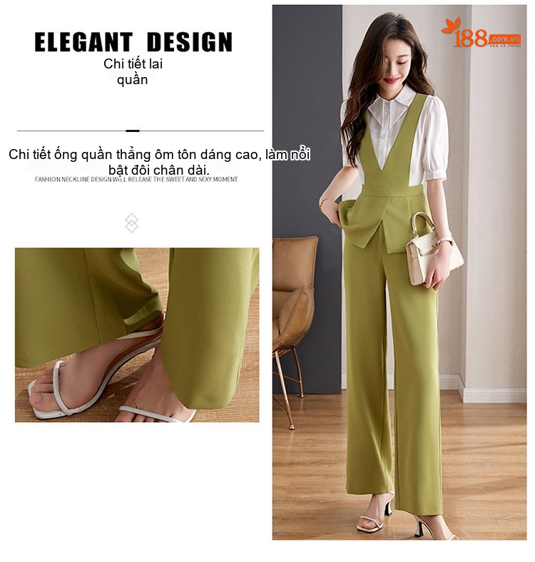 Set Bộ Quần Dài Áo Sơ Mi Tay Lỡ Kèm Áo Gile Nữ Phong Cách Tối Giản Thanh Lịch Màu Be, Đen, Xanh Lá, Tím... chi tiết 11