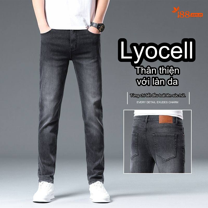 Quần Jean Nam Ống Đứng Lụa Lyocell Cao Cấp, Thoải Mái Màu Xanh Dương, Xám