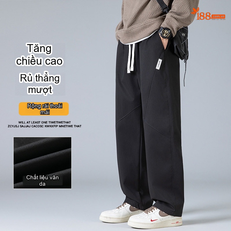 Quần dài ống rộng nam lưng thun dáng thể thao thoải mái
