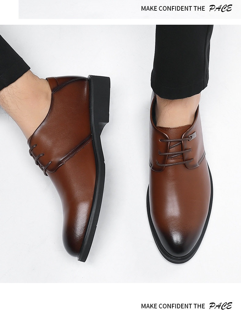 Giày Tây Buộc Dây Nam Da Bóng Tăng Chiều Cao Đế Khoảng 3cm Lót Lông Màu Đen, Nâu chi tiết 13