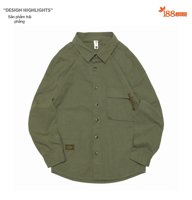 Áo Sơ Mi Nam Cotton Dáng Rộng Phong Cách Retro Màu Xanh Rêu, Nâu, Đen chi tiết 21