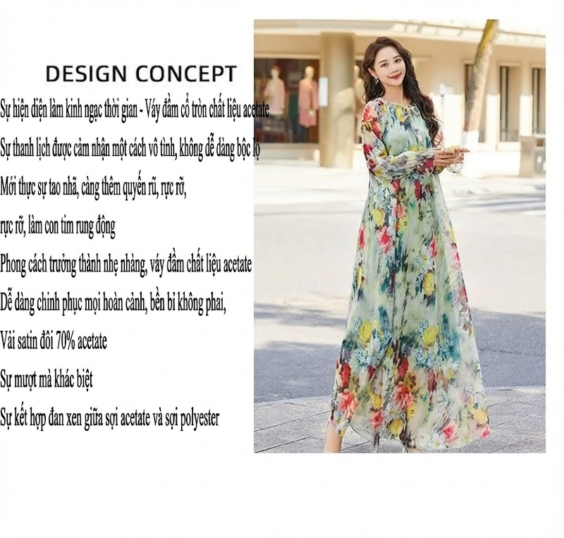 Váy Dài Tay Voan Mỏng Họa Tiết Hoa Đi Biển Mùa Hè Phong Cách Âu Mỹ chi tiết 2