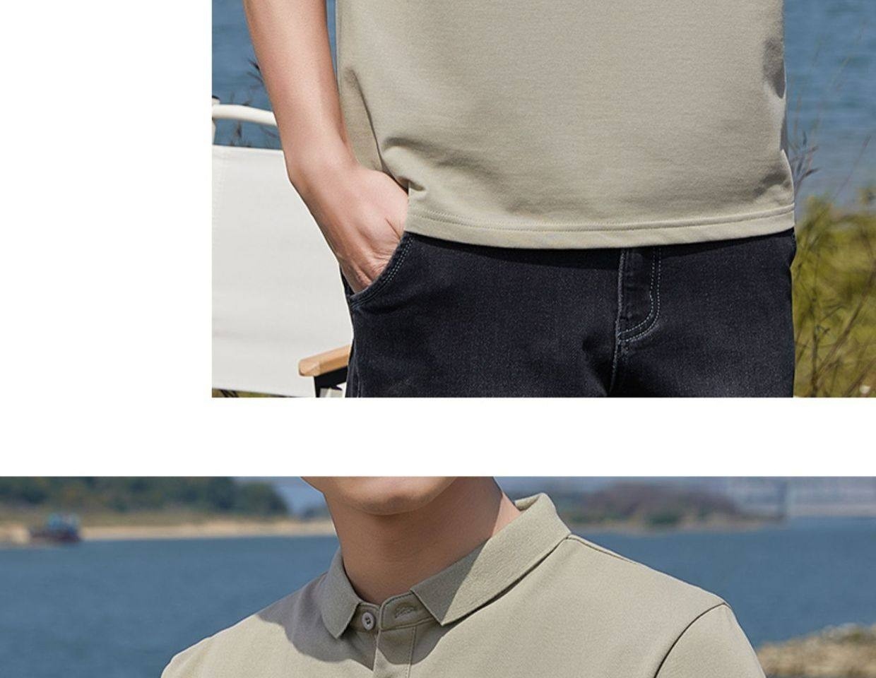 Áo Polo Nam Tay Ngắn Cotton Pima, Vải Mesh Thoáng Khí Màu Đen, Xám chi tiết 33