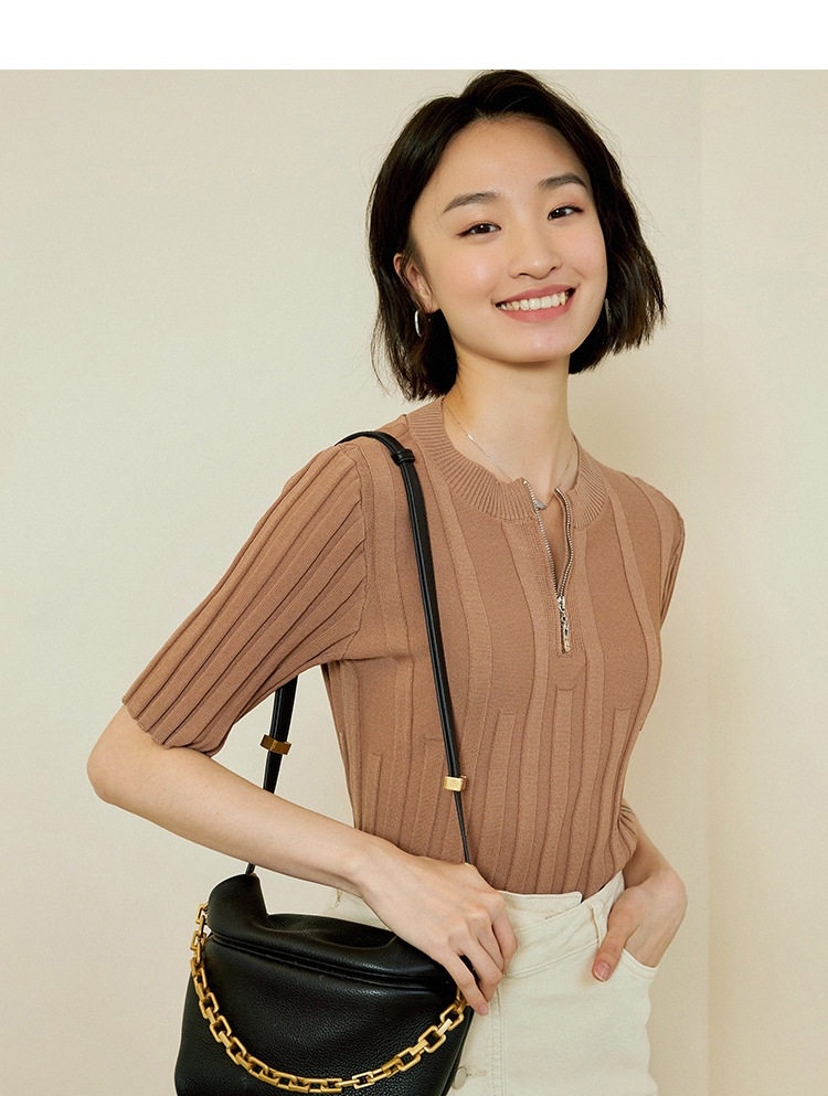 Túi Xách Nữ Da Bò Nhăn Vân Đám Mây Dây Xích Thời Trang Đeo Vai Đeo Chéo Màu Trắng Kem chi tiết 14
