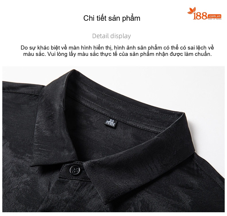 Áo Sơ Mi Nam Tay Dài Lụa Tơ Tằm In Họa Tiết Cao Cấp Phong Cách Hàn Quốc Màu Đen, Trắng chi tiết 17