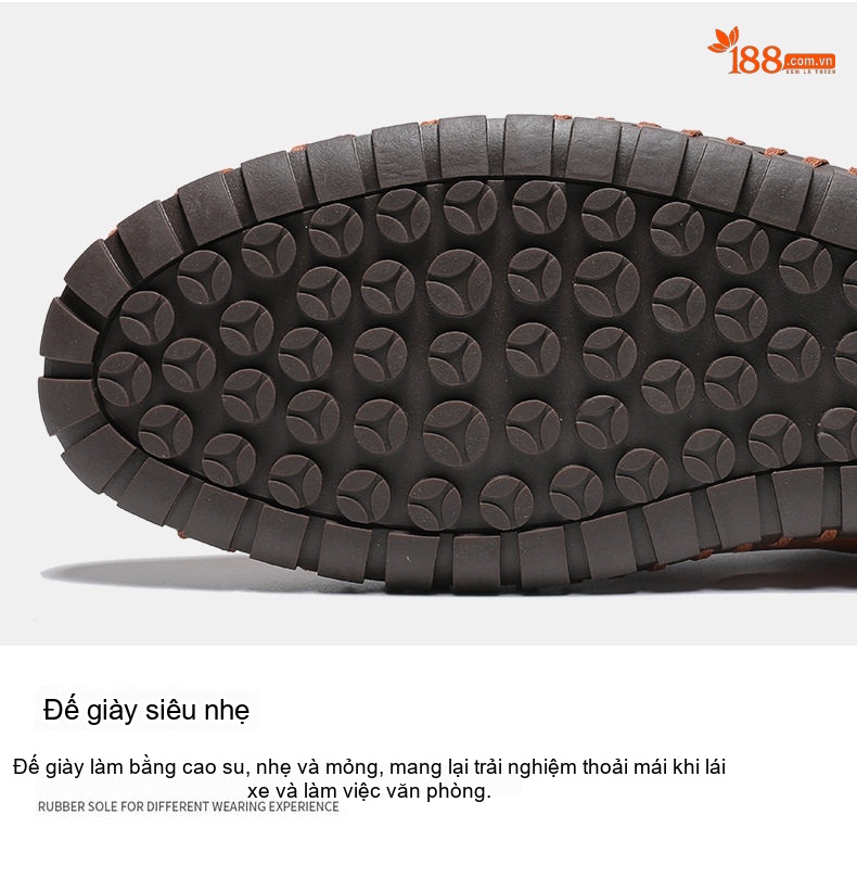 Giày Lười Nam Da Bò Size Lớn Chiều Cao Đế Khoảng 2cm Màu Đen, Xanh Navy, Nâu, Trắng... chi tiết 7