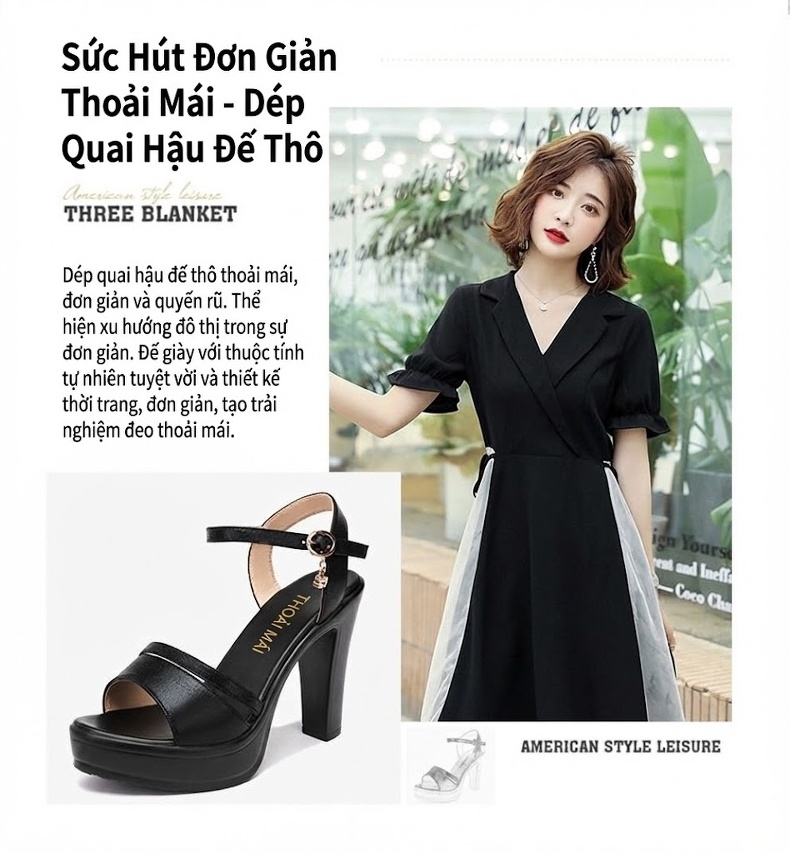 Giày Sandal Cao Gót Nữ Quai Ngang Đế Xuồng Da Bóng Gót Cao 8cm Màu Đen, Đỏ, Bạc chi tiết 2
