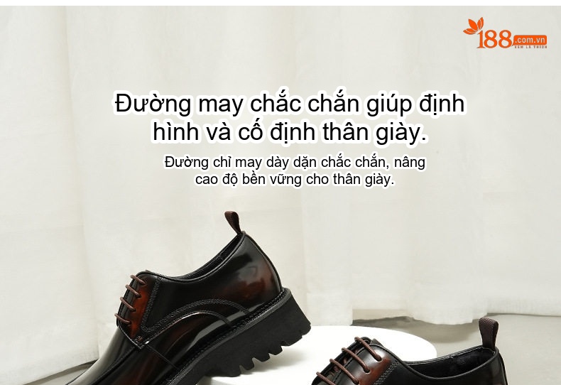 Giày Tây Buộc Dây Nam Da Bóng Đế Cao Khoảng 5cm Phong Cách Anh Quốc Màu Đen, Nâu chi tiết 5