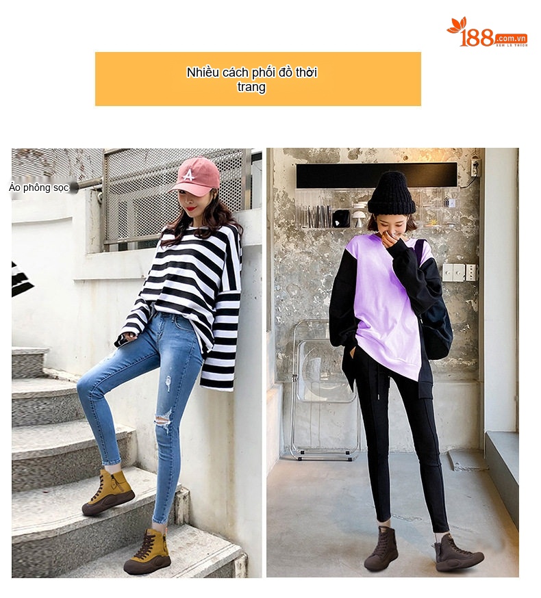 Giày Boot Nữ Cổ Cao Dây Buộc Phong Cách Retro Chiều Cao Đế Khoảng 4cm Màu Vàng, Xanh Lá, Nâu, Đen... chi tiết 7