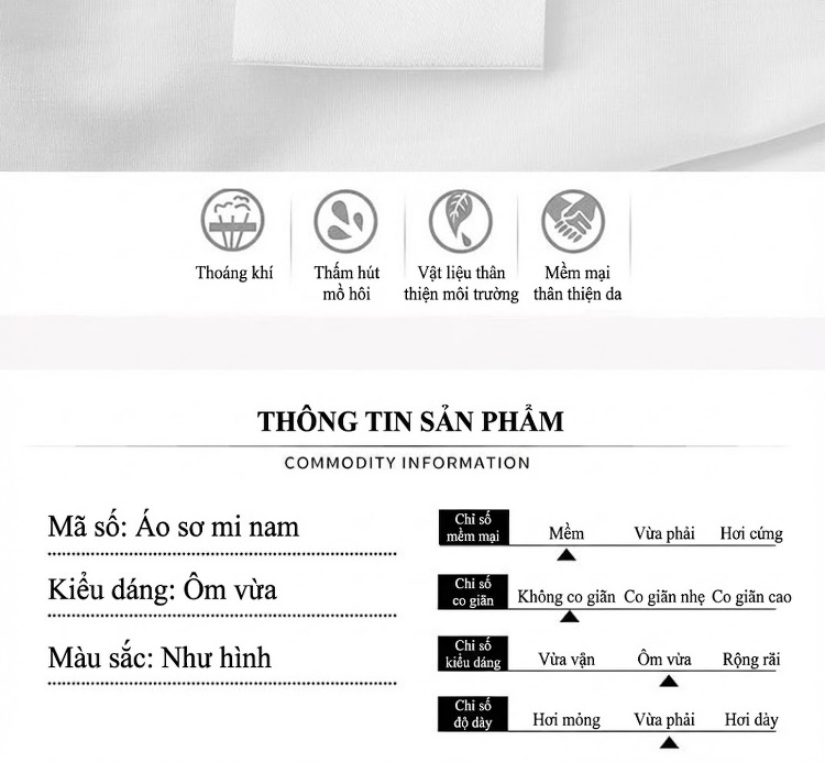 Áo Sơ Mi Nam Tay Dài Cổ Đính Kim Sa Cao Cấp Màu Đen, Trắng chi tiết 4