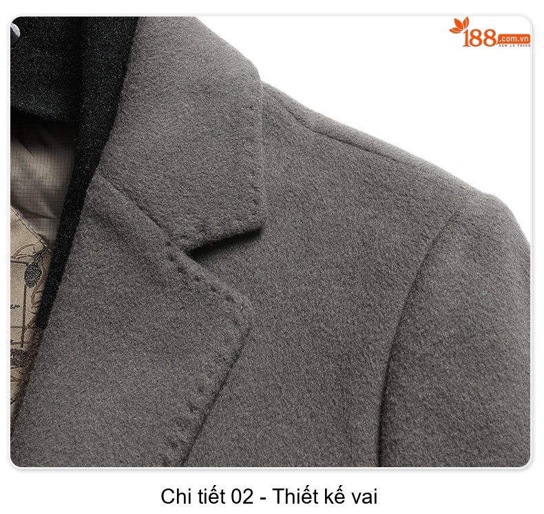 Áo Khoác Dạ Nam Lông Vũ Lót Lông Cừu Áo Khoác Len Dáng Dài Màu Xám, Đen chi tiết 25