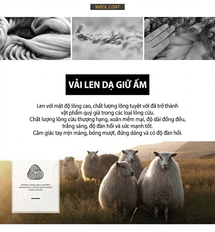 Áo Khoác Dạ Nam Dáng Dài Lót Lông Vũ Tháo Rời Cổ chữ Vest Phong Cách Doanh Nhân Màu Đen, Xám chi tiết 3