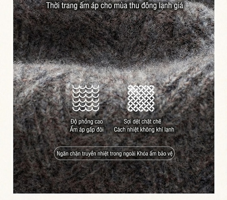 Áo Len Nam 100% Lông Cừu V Cổ Dày Dặn Màu Xám, Nâu, Xanh Đen, Vàng Nâu... chi tiết 4