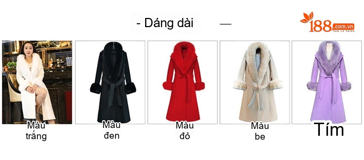 Áo Khoác Nữ Dáng Dài Cổ Lông Cáo Nhân Tạo Thắt Eo Phong Cách Hàn Quốc Màu Trắng, Đỏ, Tím, Be chi tiết 5