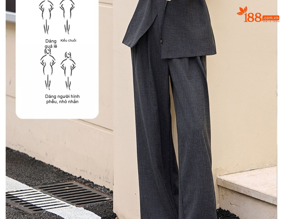 Set Bộ Vest Nữ Áo Gile Quần Ống Rộng Phong Cách Thời Trang Thanh Lịch Màu Xám chi tiết 16