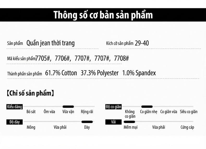 Quần Jean Dáng Suông Nam Co Giãn Thoải Mái Phong Cách Thời Trang Màu Xanh, Xám, Đen chi tiết 10
