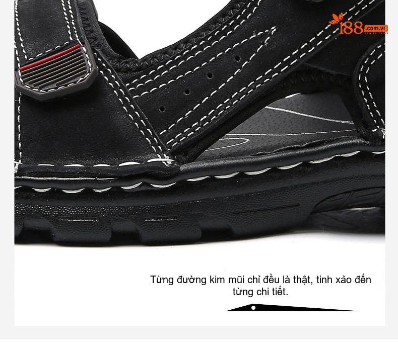Dép Sandal Nam Xỏ Ngón Da Mờ Quai Dán Chiều Cao Đế Khoảng 3cm Màu Đen, Nâu, Xám, Rêu... chi tiết 4