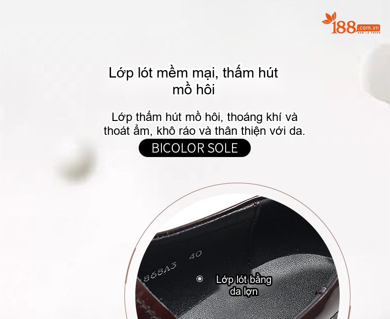 Giày Tây Buộc Dây Nam Da Bóng Chiều Cao Đế Khoảng 3cm Màu Đen, Nâu chi tiết 7