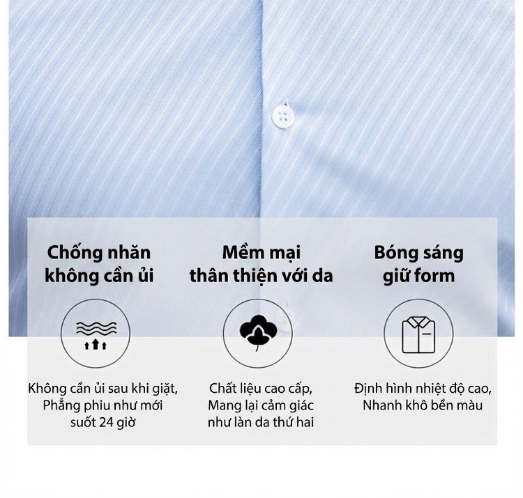 Áo Sơ Mi Dài Tay Nam Nữ Không Nhăn Phong Cách Công Sở Thêu Logo Màu Trắng, Xanh chi tiết 8