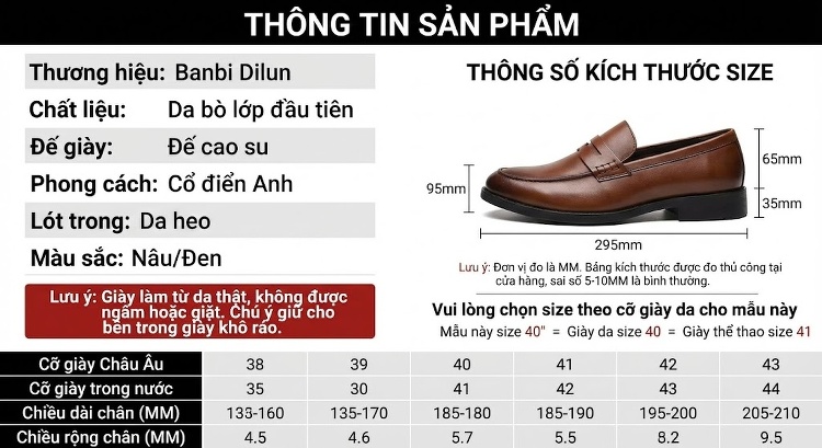 Giày Lười Nam Da Thật Đế Cao Khoảng 3.5cm Phong Cách Anh Quốc Màu Đen, Nâu, Xanh Lá chi tiết 4