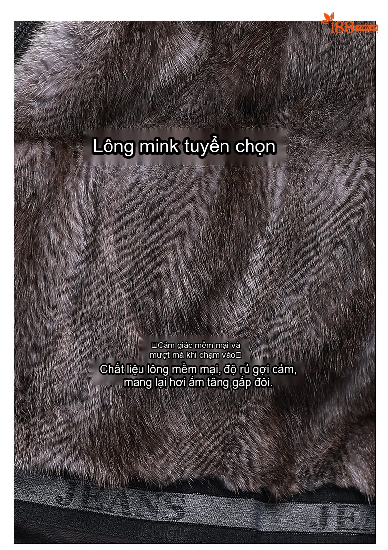 Áo Khoác Da Thật Nam Dáng Ngắn Cổ Lông Chồn Lót Lông Chuột Túi Hộp Màu Đen chi tiết 6