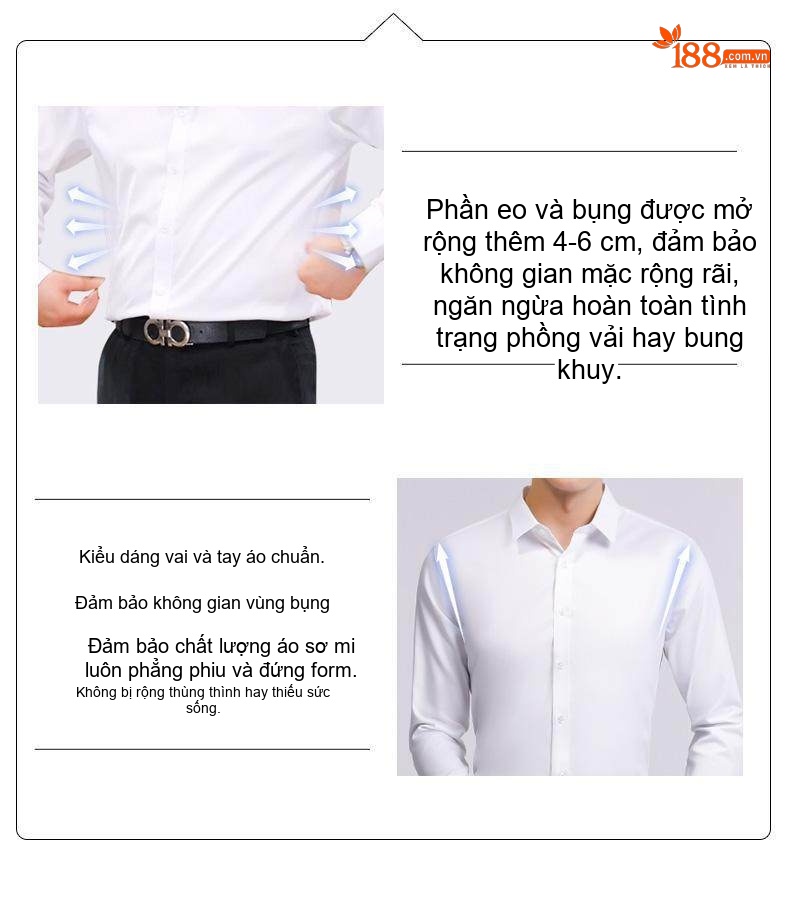Áo Sơ Mi Tay Dài Nam Vải Sợi Tre Thoáng Khí Phong Cách Công Sở Màu Trắng, Xanh Dương, Xanh Navy chi tiết 1