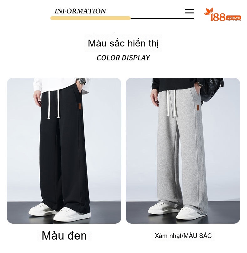 Quần Ống Rộng Nam Dáng Suông Phong Cách Hàn Quốc Màu Đen, Xám chi tiết 13