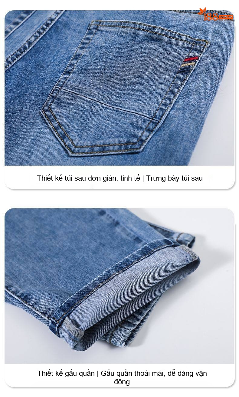 Quần Jeans Nam Ống Đứng Co Giãn Thoải Mái Phong Cách Casual Màu Xanh chi tiết 21