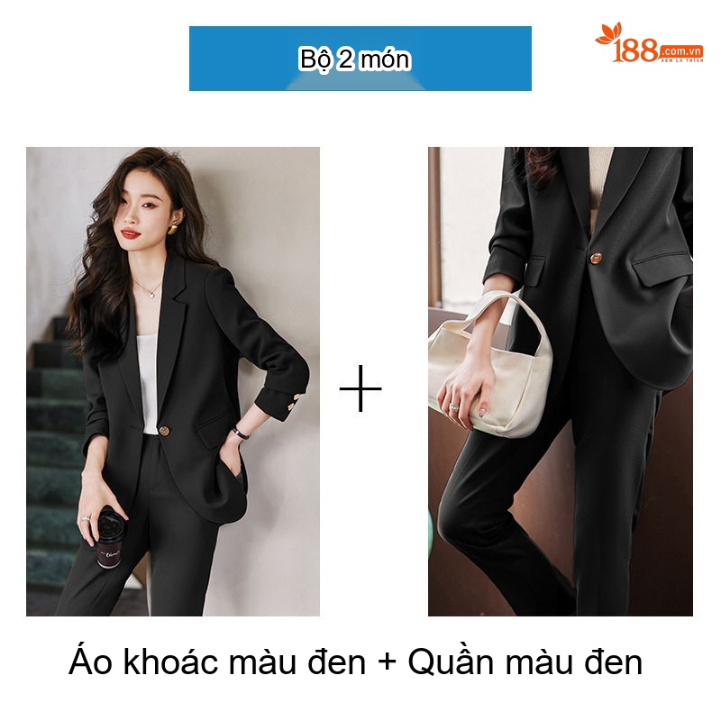 Bộ Vest Công Sở Nữ Tay Dài Dáng Ôm Màu Đen, Nâu, Đỏ Gạch