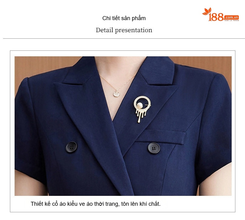 Bộ Vest Công Sở Nữ Tay Ngắn Màu Đen, Hồng, Xanh Navy chi tiết 22