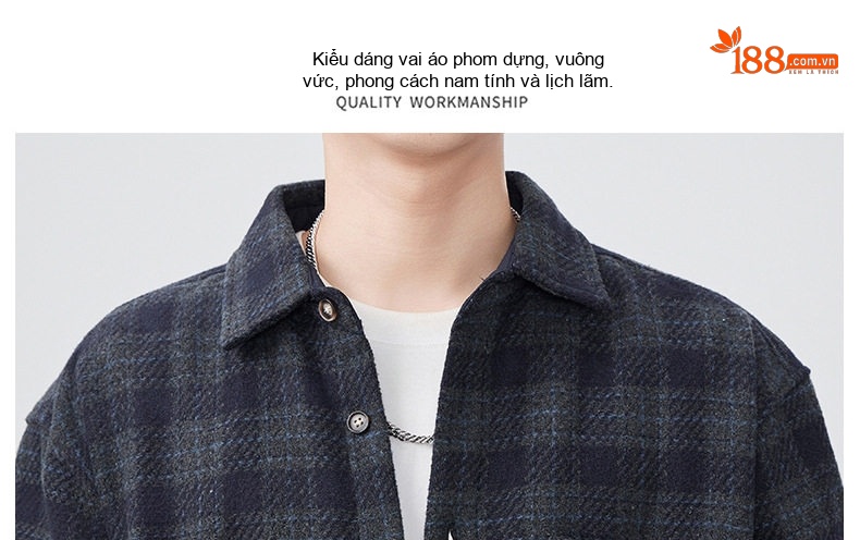 Áo Sơ Mi Nam Dáng Rộng Kẻ Caro Mài Lông Phong Cách Retro Nhật Bản Màu Nâu, Xám chi tiết 3