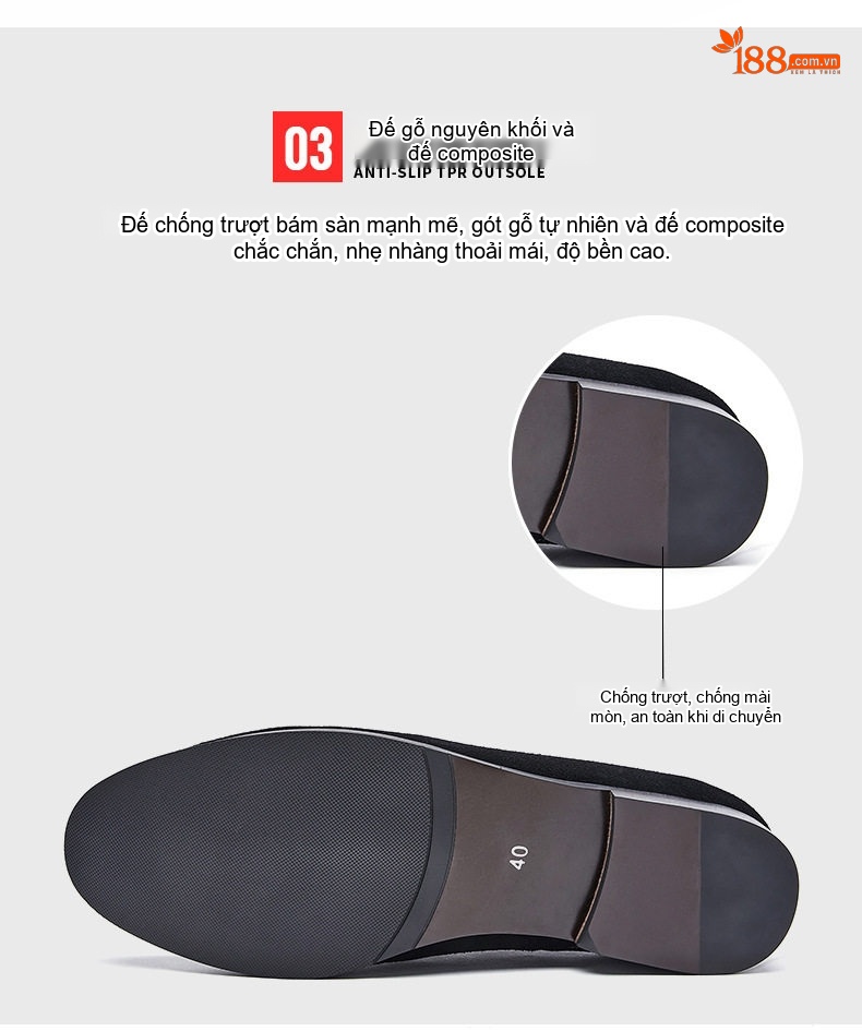 Giày Lười Nam Da Lộn Chiều Cao Đế Khoảng 2cm Phong Cách Anh Quốc Màu Đen, Kem chi tiết 7