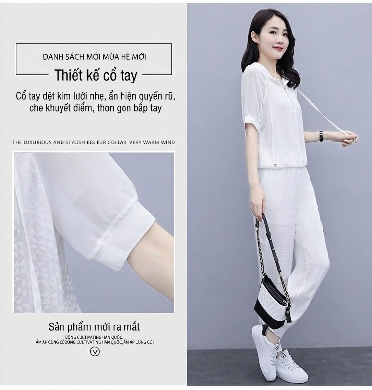 Bộ Quần Áo Nữ Mùa Xuân Hè Thiết Kế Thời Trang Trẻ Trung Màu Trắng, Vàng, Đen chi tiết 7