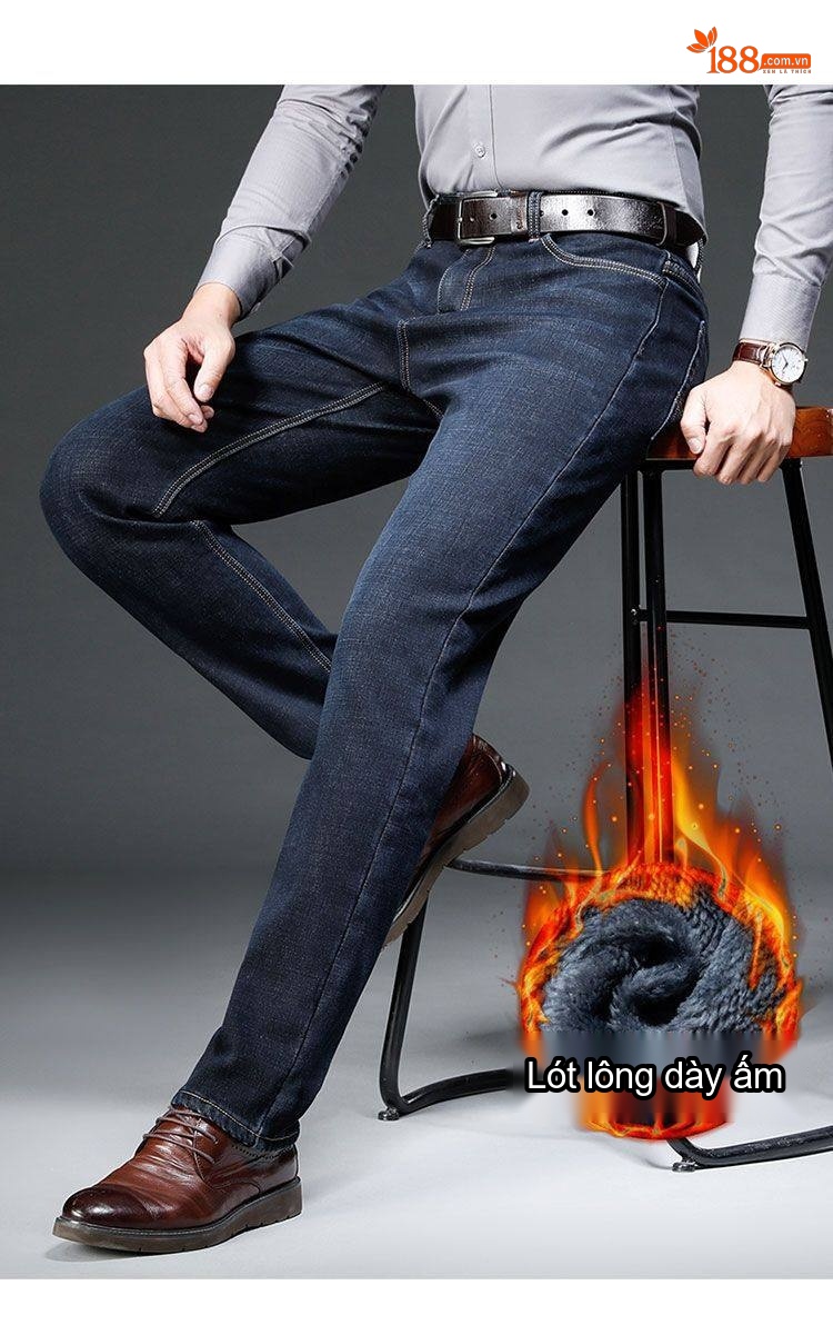Quần Jean Nam Ống Đứng Lót Lông Dày Dặn Màu Xanh Dương chi tiết 28