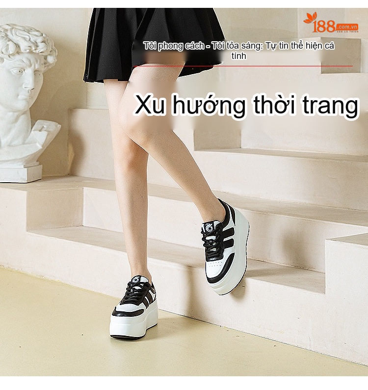 Giày Thể Thao Nữ Đế Cao Chiều Cao Đế Khoảng 5cm Phối Màu Đen, Trắng chi tiết 11