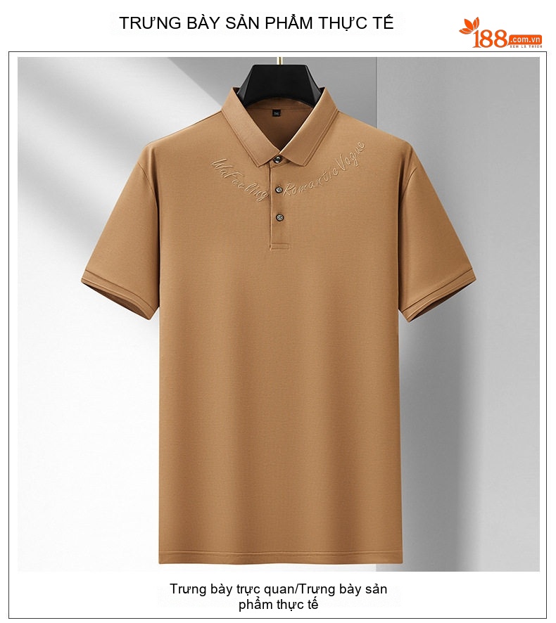 Áo Thun Polo Nam Cỡ Lớn Cotton Pima Tay Ngắn Mùa Hè Màu Đen, Nâu chi tiết 12