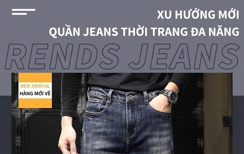 Quần Jean Nam Ống Đứng Dáng Ôm Vừa Vặn Thoải Mái Màu Xanh Dương chi tiết 19