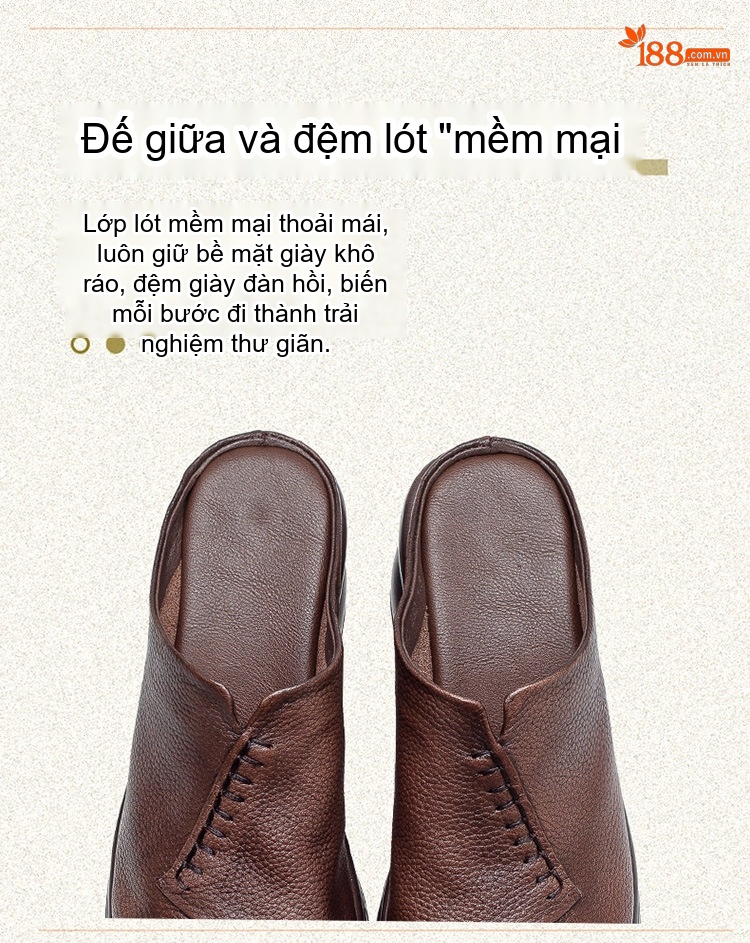 Dép Sục Nữ Da Mờ Đế Xuồng Hở Mũi Chiều Cao Đế Khoảng 6cm Màu Đen, Nâu chi tiết 6