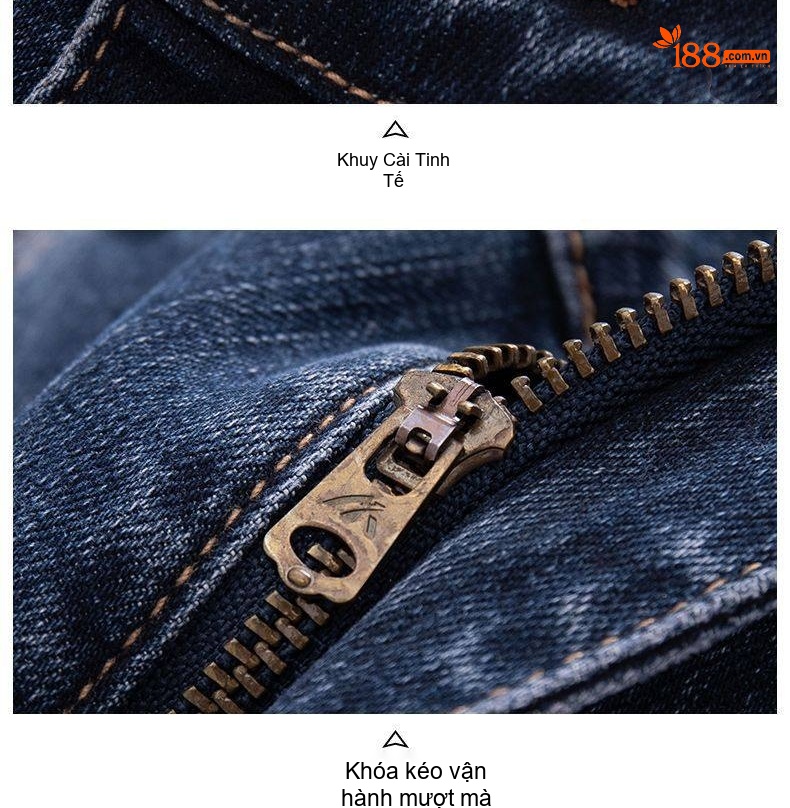 Quần Jean Nam Ống Đứng Cotton Dáng Rộng Co Giãn Thoải Mái Màu Xanh, Đen chi tiết 22