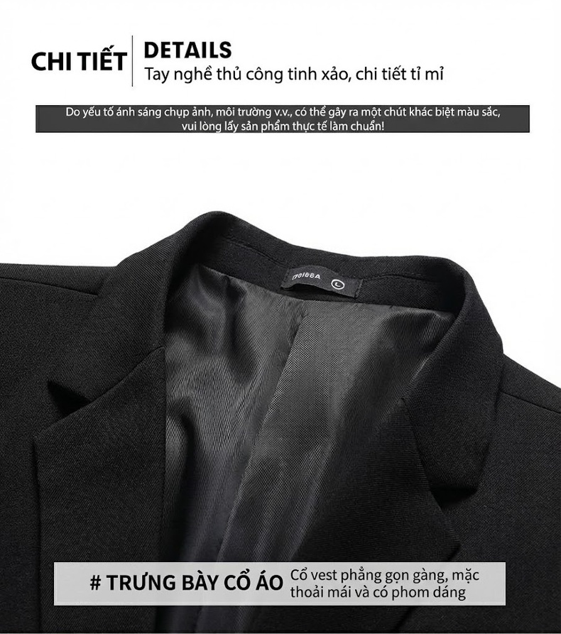Áo Vest Nam Mỏng Dáng Ôm Chống Nhăn Phong Cách Hàn Quốc Màu Be, Xanh, Đen chi tiết 18