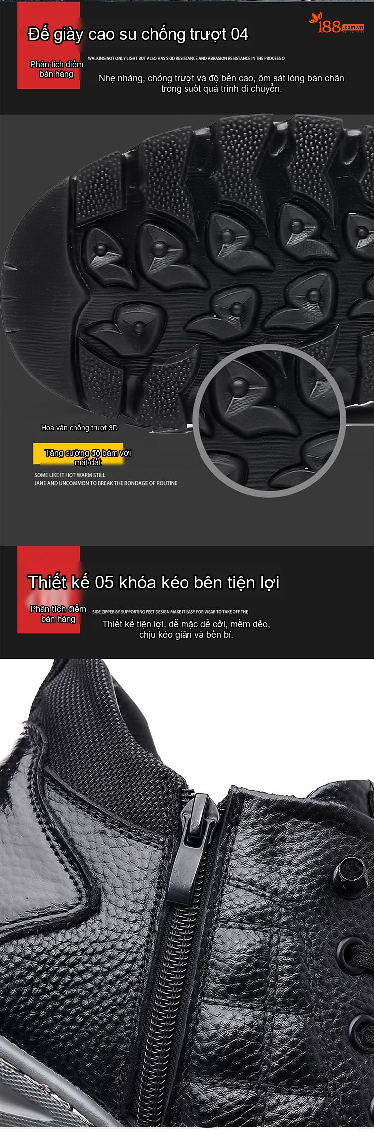 Giày Boot Nam Da Bóng Cao Cổ Lót Lông Chiều Cao Đế Khoảng 4cm Màu Đen chi tiết 11