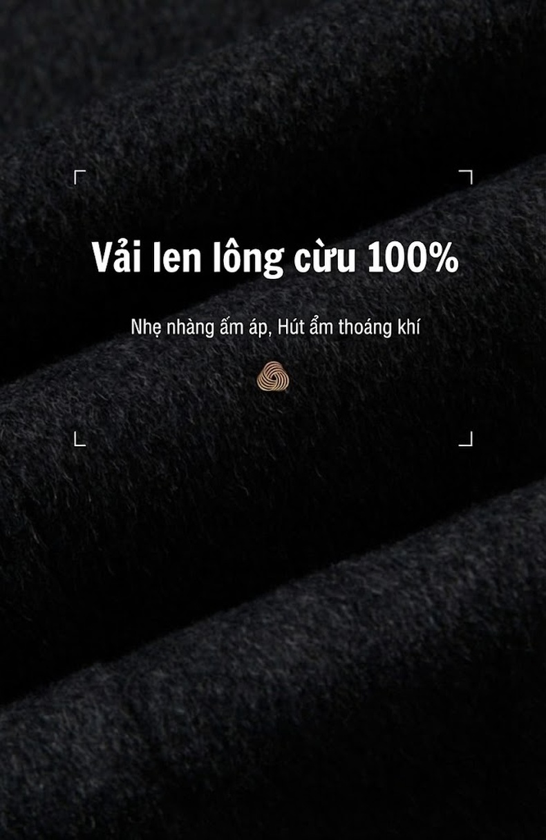 Áo Khoác Dạ Nam 100% Len Lông Cừu Dáng Dài Có Lớp Lót Lông Vũ Màu Nâu, Đen chi tiết 4