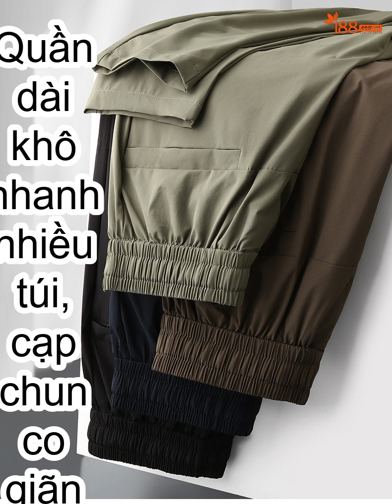 Quần Dài Nam Ống Suông Mỏng Mát Co Giãn Lưng Cao Dáng Rộng Màu Đen, Xanh Navy, Xanh Rêu, Nâu chi tiết 1