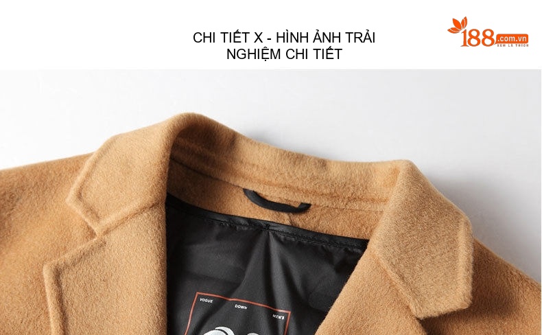 Áo Blazer Nam Len Lông Cừu Áo Vest Công Sở Thu Đông Lót Lông Vũ Màu Be chi tiết 15