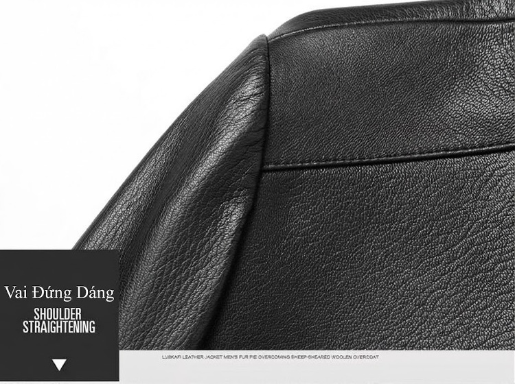 Áo Khoác Da Thật Nam Cổ Bẻ Dáng Ngắn Phong Cách Doanh Nhân Màu Đen chi tiết 7