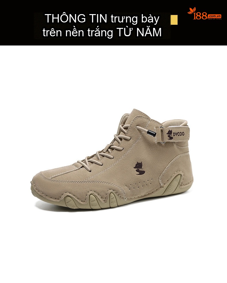 Giày Boot Nam Cổ Cao Da Mờ Kiểu Martin Chiều Cao Đế Khoảng 3cm Màu Be, Đen, Xám chi tiết 39