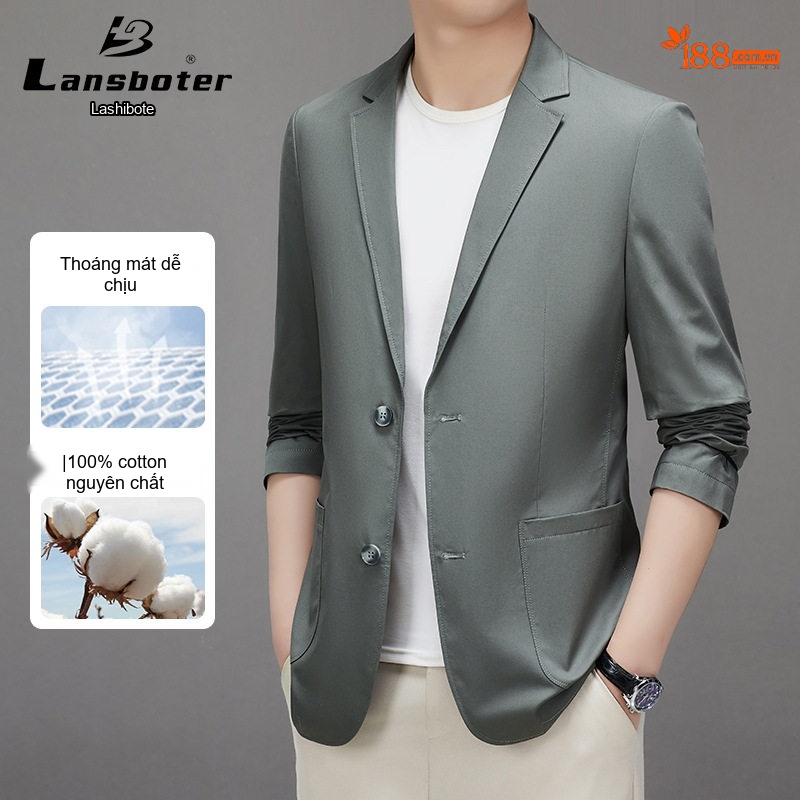 Áo Vest Nam Cotton Kiểu Hàn Quốc Dáng Ôm Màu Trắng Kem, Xanh Navy, Xanh Rêu