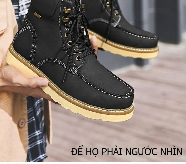 Giày Martin Cao Cổ Nam Nữ Phong Cách Anh Quốc Da Mờ Chiều Cao Đế Khoảng 3cm Màu Đen, Nâu chi tiết 11