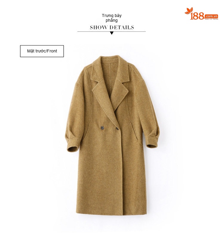 Áo Khoác Dạ Nữ Hai Mặt Dáng Dài Phong Cách Hepburn Màu Be, Nâu, Đen chi tiết 38